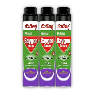 ไบกอนเขียว สเปรย์กำจัดยุง ยาฉีดยุง มด แมลงสาบ กลิ่นลาเวนเดอร์ 600 มล. แพ็ค 3Baygon Multi Insect Killer Lavender Aeresol