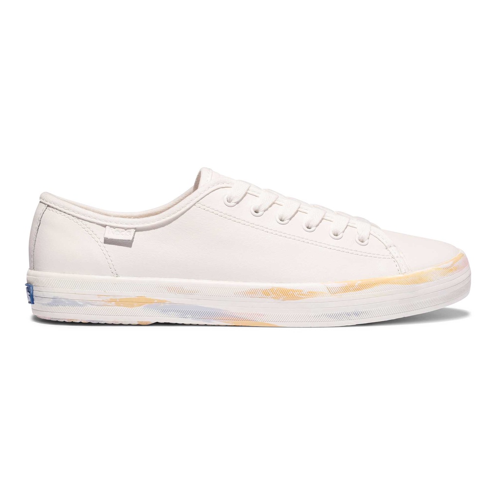 Keds รุ่น Triple Kick Leather Bottom Foxing Stripe รองเท้าผ้าใบหนัง ผู้หญิง สี White/Black - WH67995