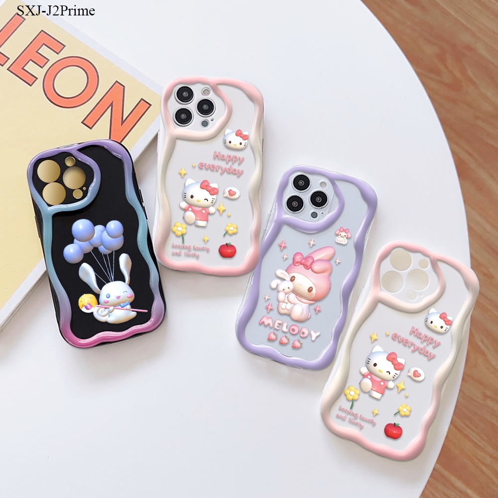 Compatible With Samsung Galaxy J2 J7 Prime เคสซัมซุง สำหรับ Case Wavy Edge Soft Silicone Cute Melody Cinnamoroll Cat เคสโทรศัพท์ Cream Pattern Cover