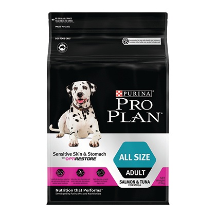 Purina ProPlan อาหารเม็ดสุนัข สำหรับสุนัขโต ทุกสายพันธุ์ ที่แพ้ง่าย โปรแพลนสุนัข - 1 ถุง (2.5kg)