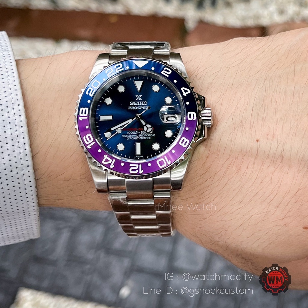 Seiko Mod Aquaman2 Bezel Deep Blue Purple Blue Dial Sapphire Glass