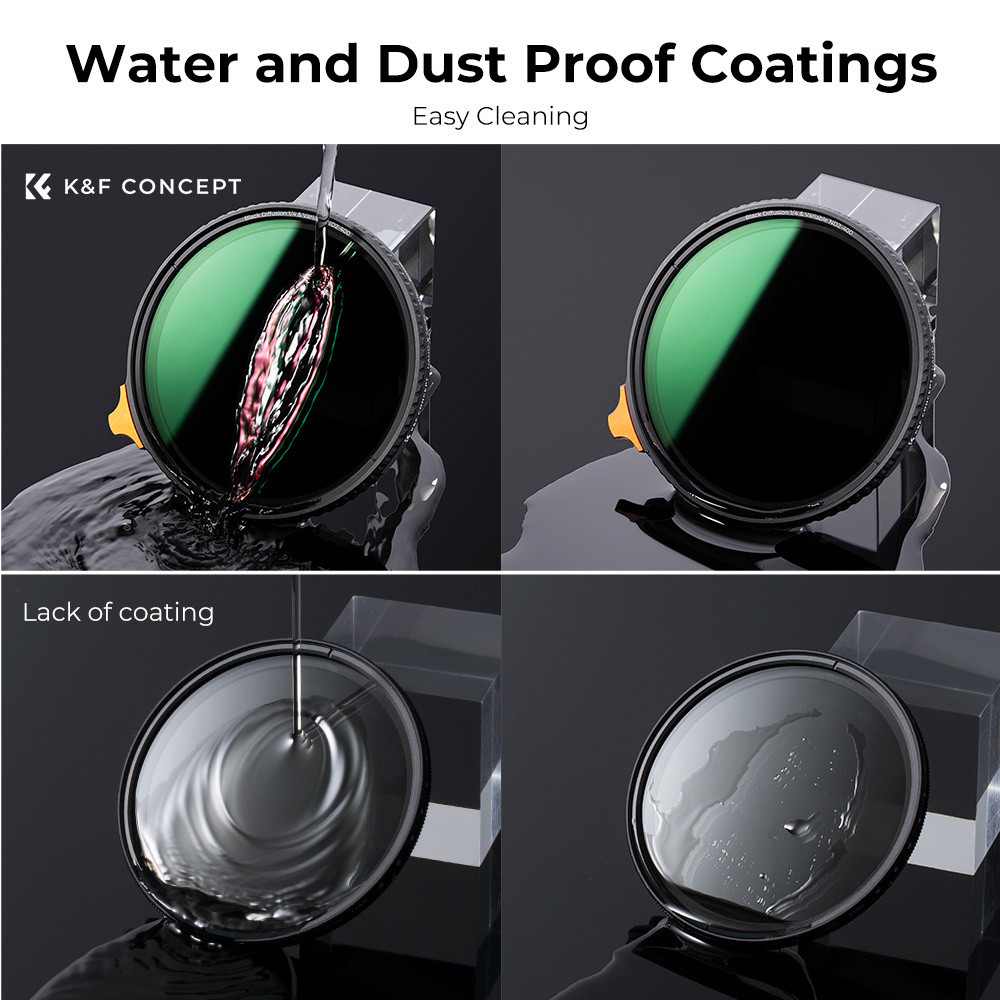 K&F CONCEPT มัลติฟังก์ชั่นปรับสีดำนุ่ม 1/4 และ ND2-400 กรอง HD กันน้ำพร้อมตัวกรองคันโยก ND