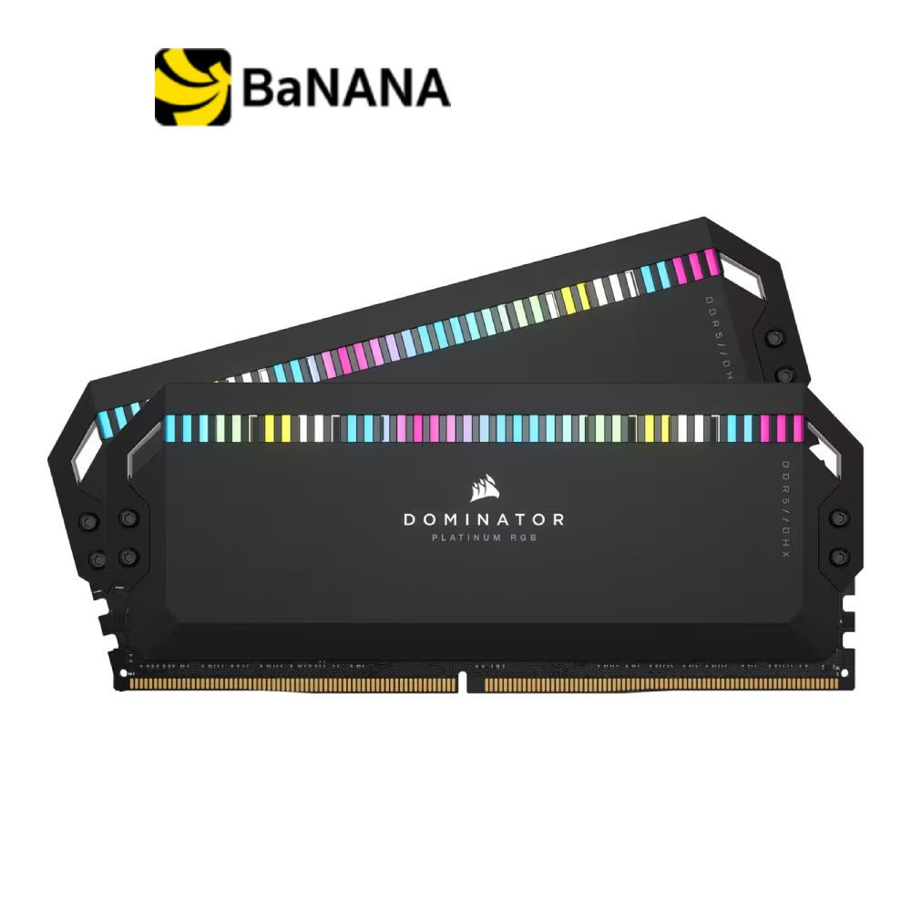 แรมพีซี Corsair Ram PC DDR5 64GB/5600MHz.CL40 (32GBx2) Dominator Platinum RGB Black by Banana IT