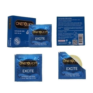 Onetouch excite 56 Condom ถุงยางอนามัย วันทัช เอ็กไซต์ 56 ผิวเรียบ ขนาด 56 มม กล่องเล็ก 3ชิ้น/กล่อง