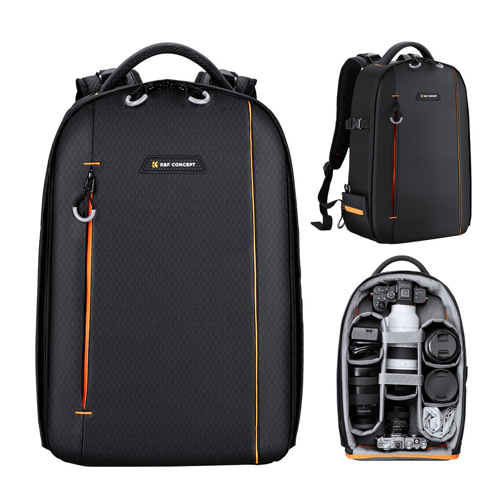 K&amp;F CONCEPT Camera Backpack Waterproof Camera Bag 18L Large Capacity Camera Case with 14.1 Inch Laptop Compartment Tripo