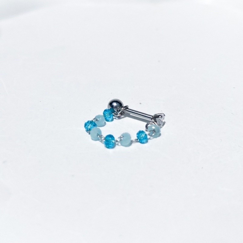 จิวต่างหูเกาหลี More Than Piercing: C003 Blue Crystal Chain