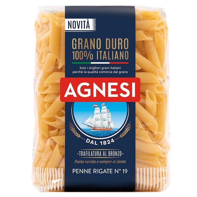ถูกใจ  ใช่เลย✅💖 Agnesi Bronzo Penne Rigate No.19 Grano Duro Italiano 500g. 🍃🌸 แอคเนซีพาสต้าปากตัดสูตรข้าวสาลีดูรัมอิต