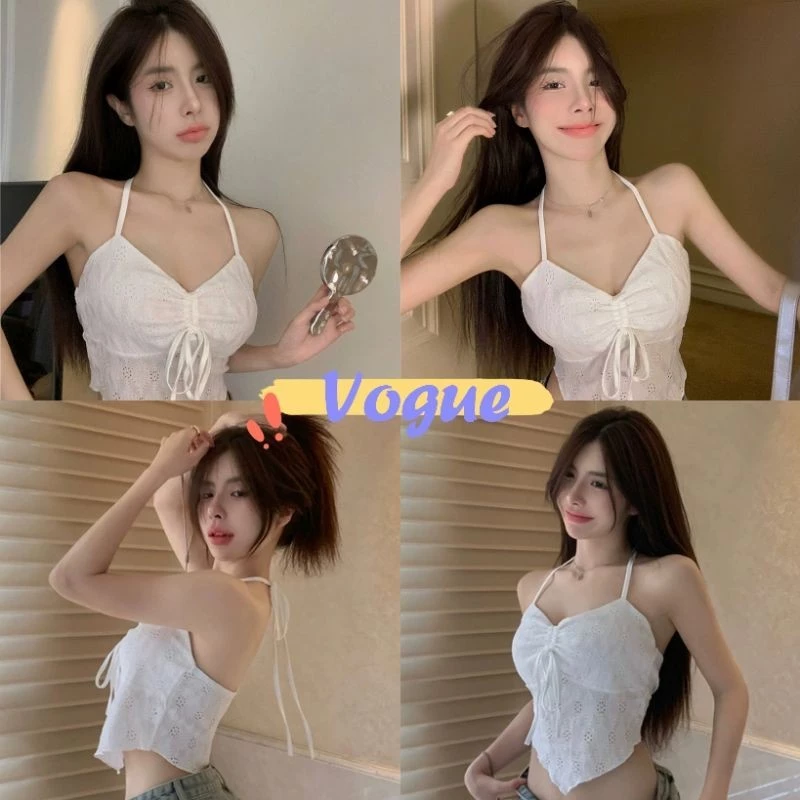 Vogue🌟พร้อมส่ง🌟 พร้อมส่ง เสื้อสายเดี่ยวทรงสามเหลี่ยมคว่ำ เสื้อกล้ามเซ็กซี่มีฟองน้ำ ทันสมัยและเซ็กซี่ (FY9064) -H