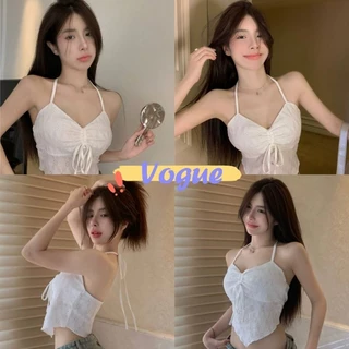 Vogue🌟พร้อมส่ง🌟 พร้อมส่ง เสื้อสายเดี่ยวทรงสามเหลี่ยมคว่ำ เสื้อกล้ามเซ็กซี่มีฟองน้ำ ทันสมัยและเซ็กซี่ (FY9064) -H
