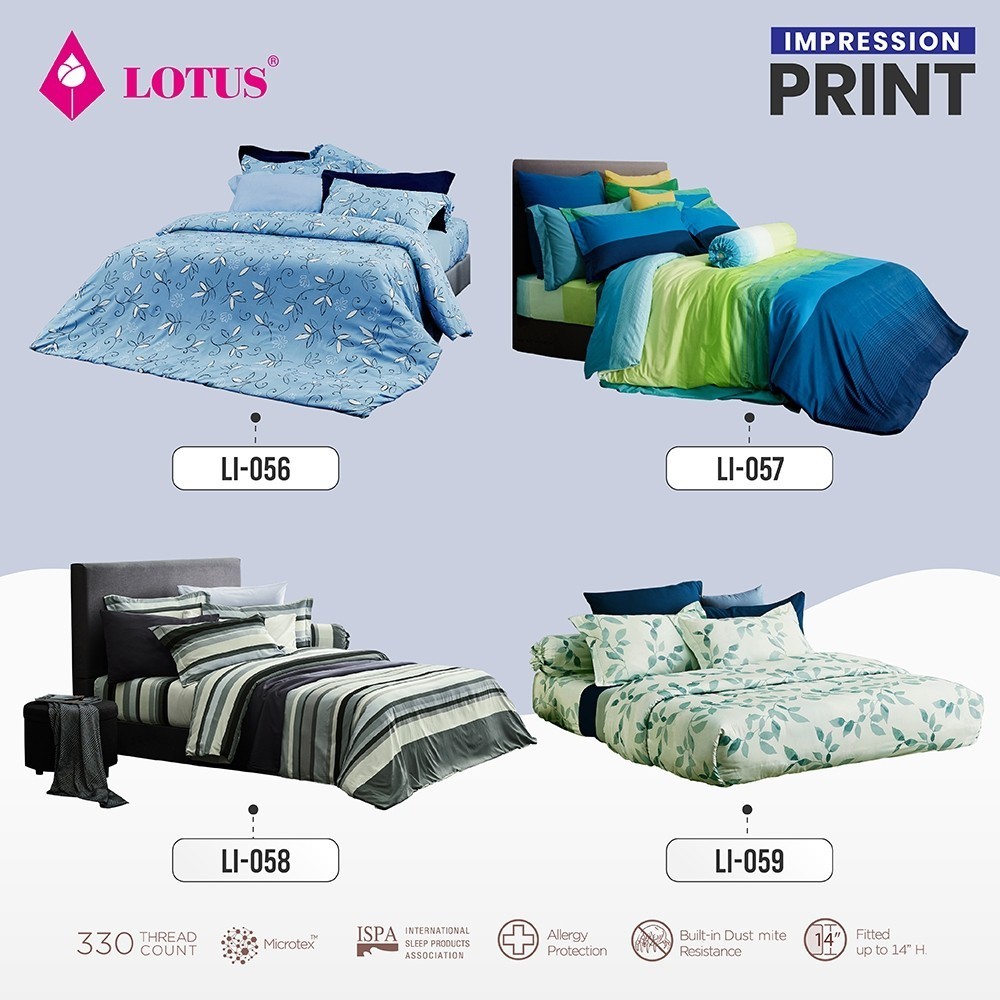 LOTUS ผ้านวม (Clearance) รุ่น Impression Print 330 เส้นด้าย สัมผัสนุ่มลื่น ส่งฟรี