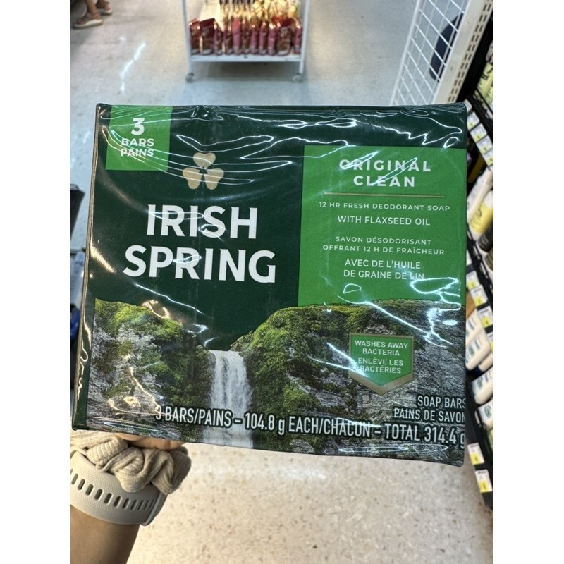 Irish Spring Original Crean With Flaxseed Oil Soap Bars Pains De Savon 3 Bars/Pains-104.8 G.