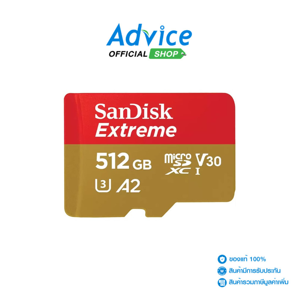 512GB Micro SD Card SANDISK Extreme SDSQXAV-512G-GN6MN (190MB/s.) - A0144989