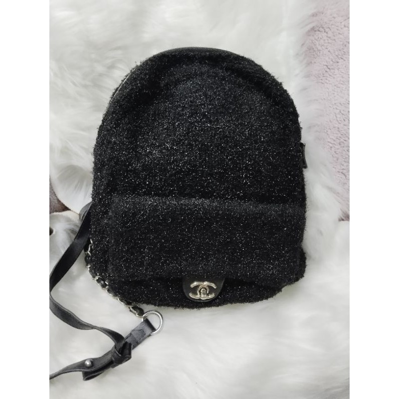 Chanel Tweed Backpack กระเป๋าเป้สีดำ