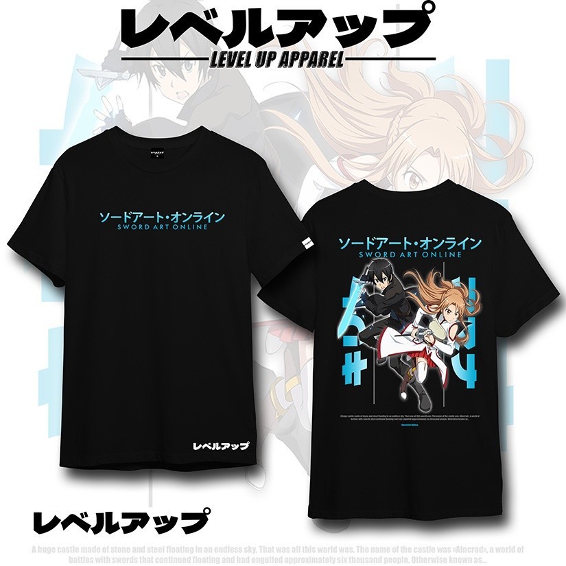 เสื้อยืด cotton Anime Shirt Sword Art Online Kirito Asuna_07