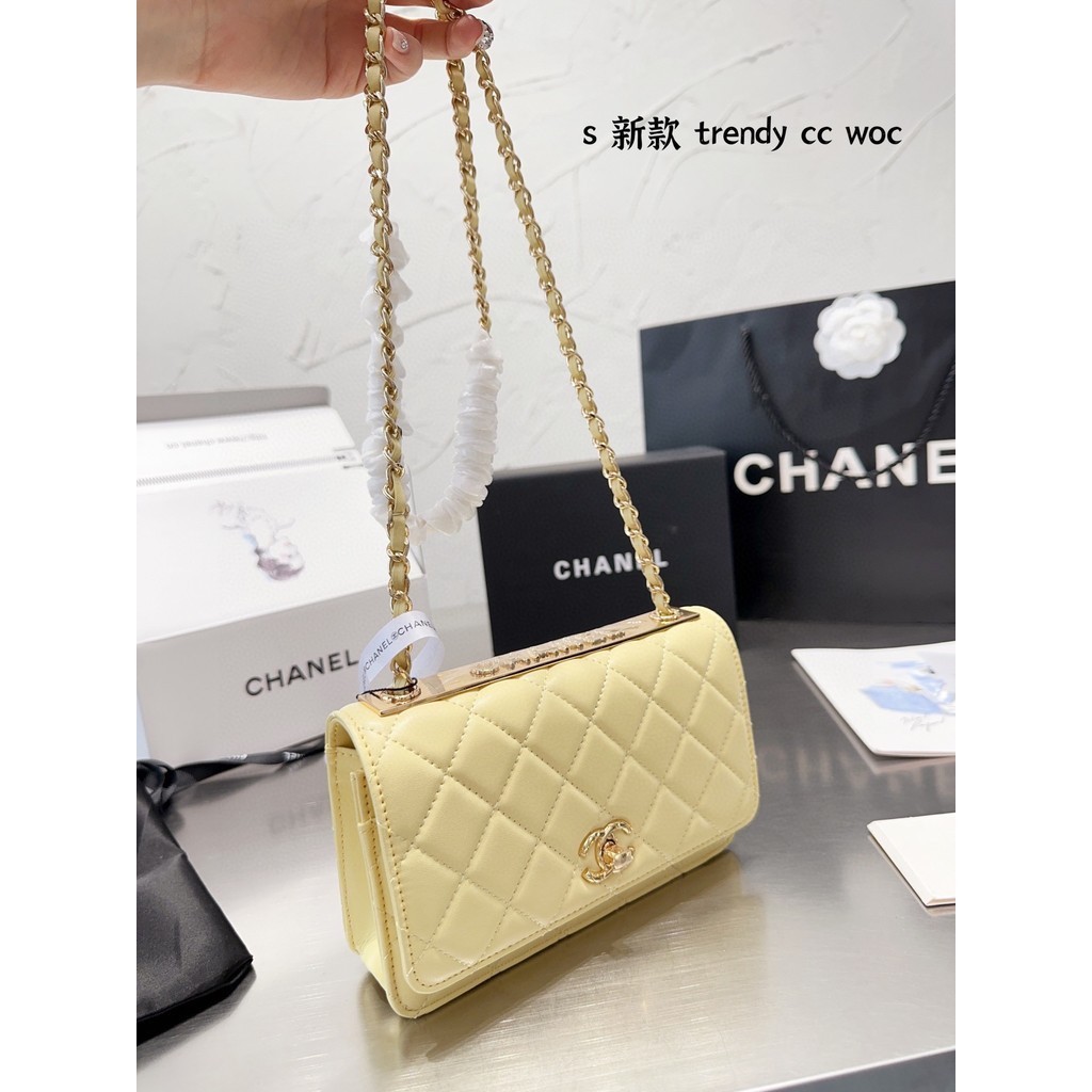 Chanel อินเทรนด์ Woc แฟชั่นคลาสสิกและกระเป๋าสะพายข้างอินเทรนด์ที่สวยหรู