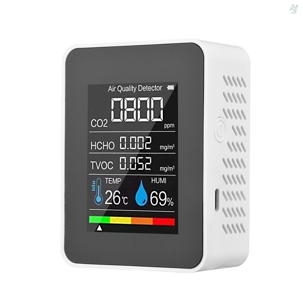 [Local Delivery]Portable Air Quality Monitor Indoor CO2 Detector 5 in 1 Formaldehyde HCHO TVOC Tester LCD Temperature Hu