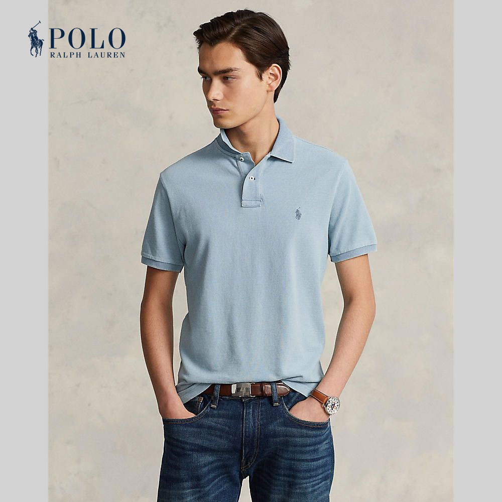 Polo Ralph Lauren เสื้อโปโลผู้ชาย Polo-Custom Slim Fit Mesh Polo Shirt รุ่น MNPOKNI1N820323 สีฟ้า