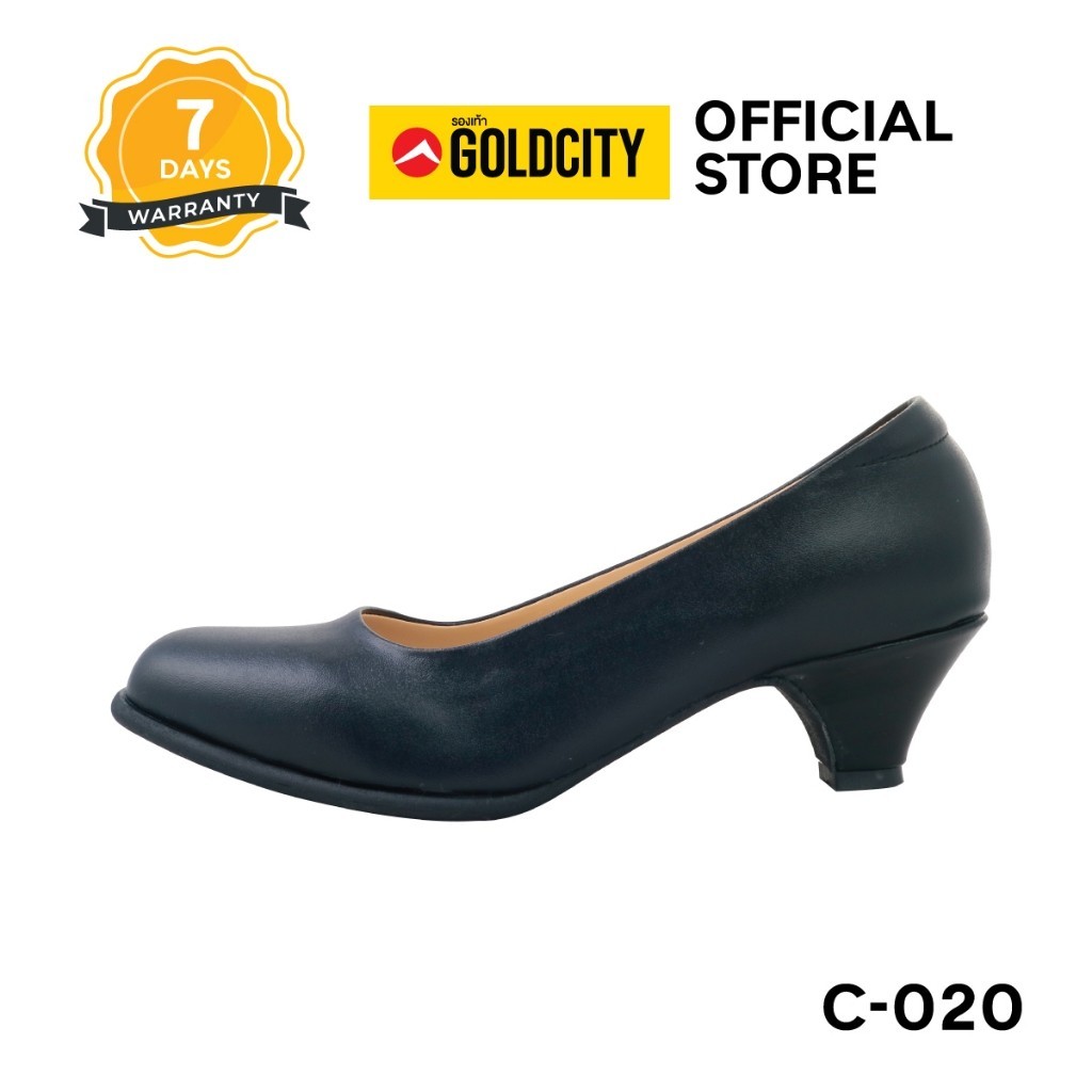 GOLDCITY รองเท้าคัชชูผู้หญิง ทรงหัวมนส้นถ้วยสูง1.5นิ้ว ใส่สบาย แนะนำบวกไซซ์ (36-44) รุ่น C020