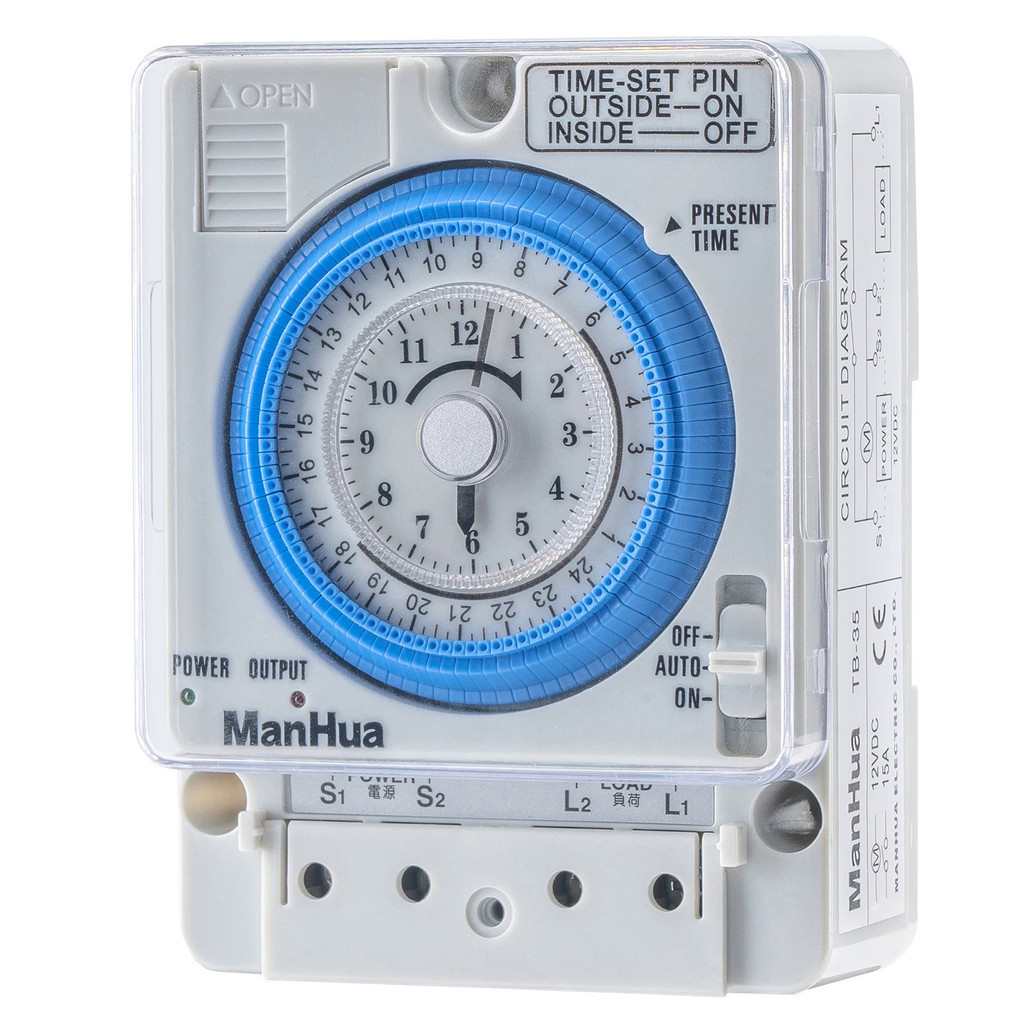 ManHua 24H 15A Din Rail Timer Switch TB35 Analog Time Control Switch Mechanical Time Controller