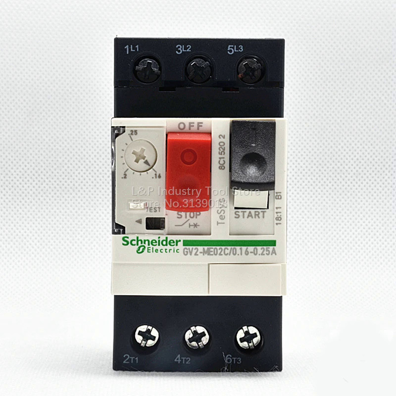 ใหม่ Original Schneider GV2-ME02C มอเตอร์ป้องกัน Circuit Breaker GV2ME02C 0.16-0.25A ปุ่มกด3P ความร้