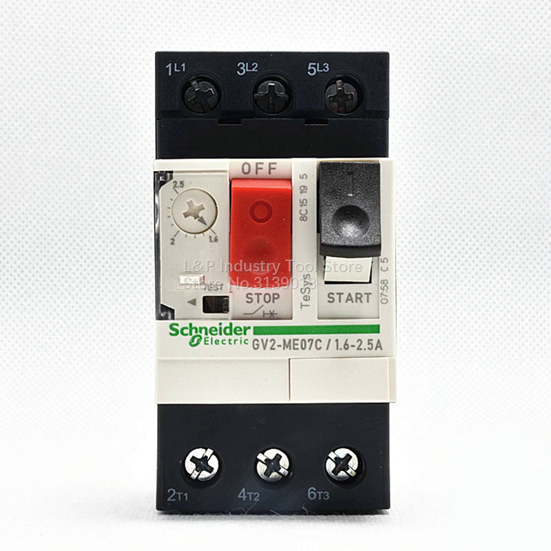 ใหม่ Original Schneider GV2ME07C มอเตอร์ป้องกัน Circuit Breaker GV2-ME07C 1.6-2.5A ปุ่มกด3P ความร้อน