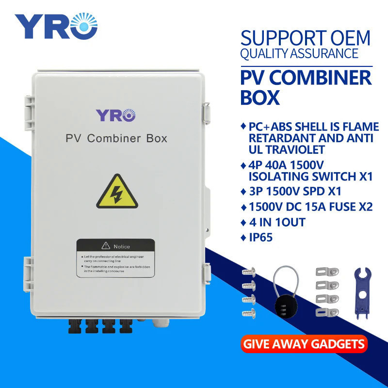 4 In 1 Out 1500V Fotoïsche Pv Pv Dc Combiner Box Waterdichte พลาสติก Distributie ครบชุด