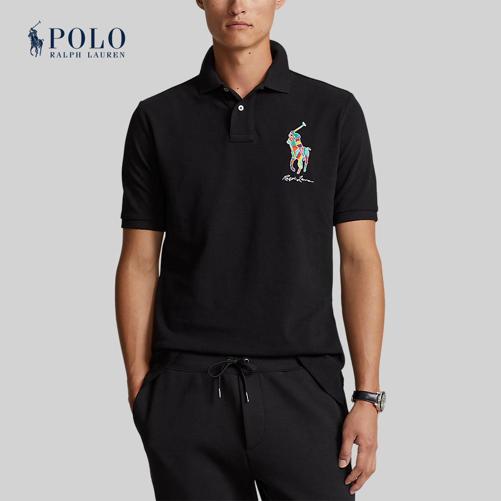 Polo Ralph Lauren เสื้อโปโลผู้ชาย Classic Fit Big Pony Mesh Polo Shirt รุ่น MNPOKNI1N822622 สีดำ