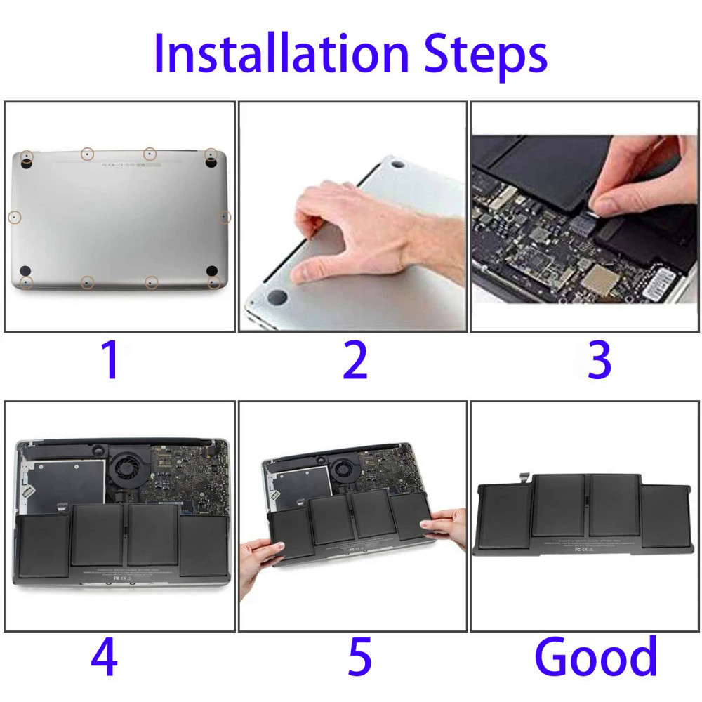 A1466 A1465 A1369แบตเตอรี่แล็ปท็อปสำหรับ Apple Macbook Air 13นิ้ว A1496 A1370 56Wh A1405 A1932 A21792010-2015 2017ปี