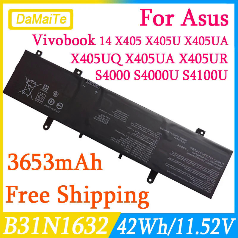 แบตเตอรี่แล็ปท็อป B31N1632เข้ากันได้กับ Asus Vivobook 14 X405 X405U X405UQ Zenbook S4100U Series 3IC