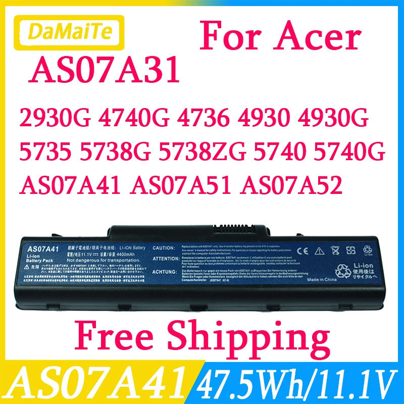 แบตเตอรี่แล็ปท็อป AS07A71 AS07A31สำหรับ Acer Aspire 2930 2930G 4710 4720 4740G 4736 4930 4930G 5735 