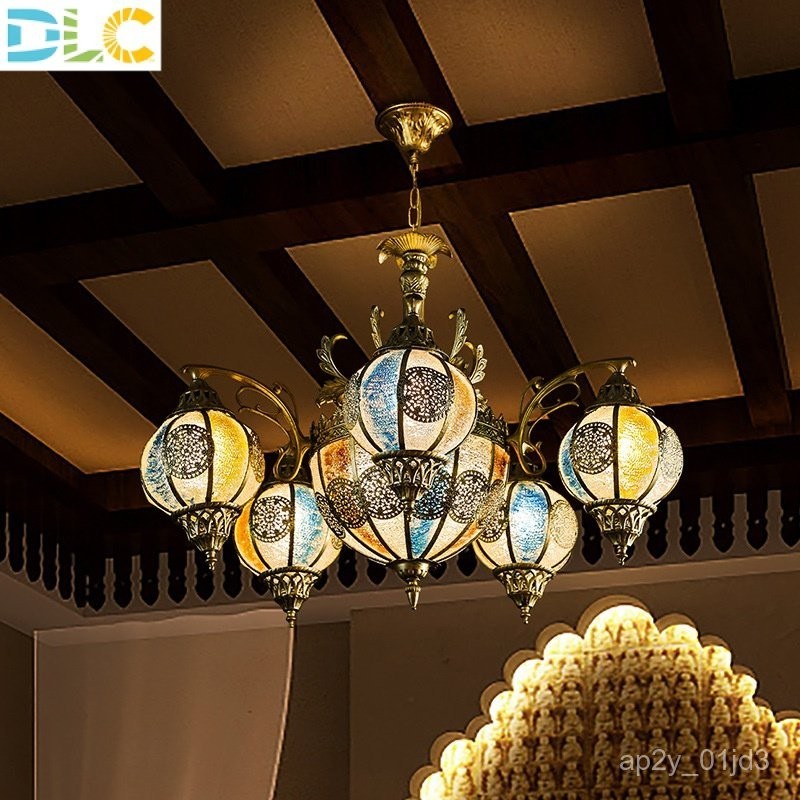 โคมระย้าเพดานเหล็กดัดสไตล์ย้อนยุคย้อนยุคร้านอาหารโรงแรมโคมไฟล็อบบี้ 3UXG