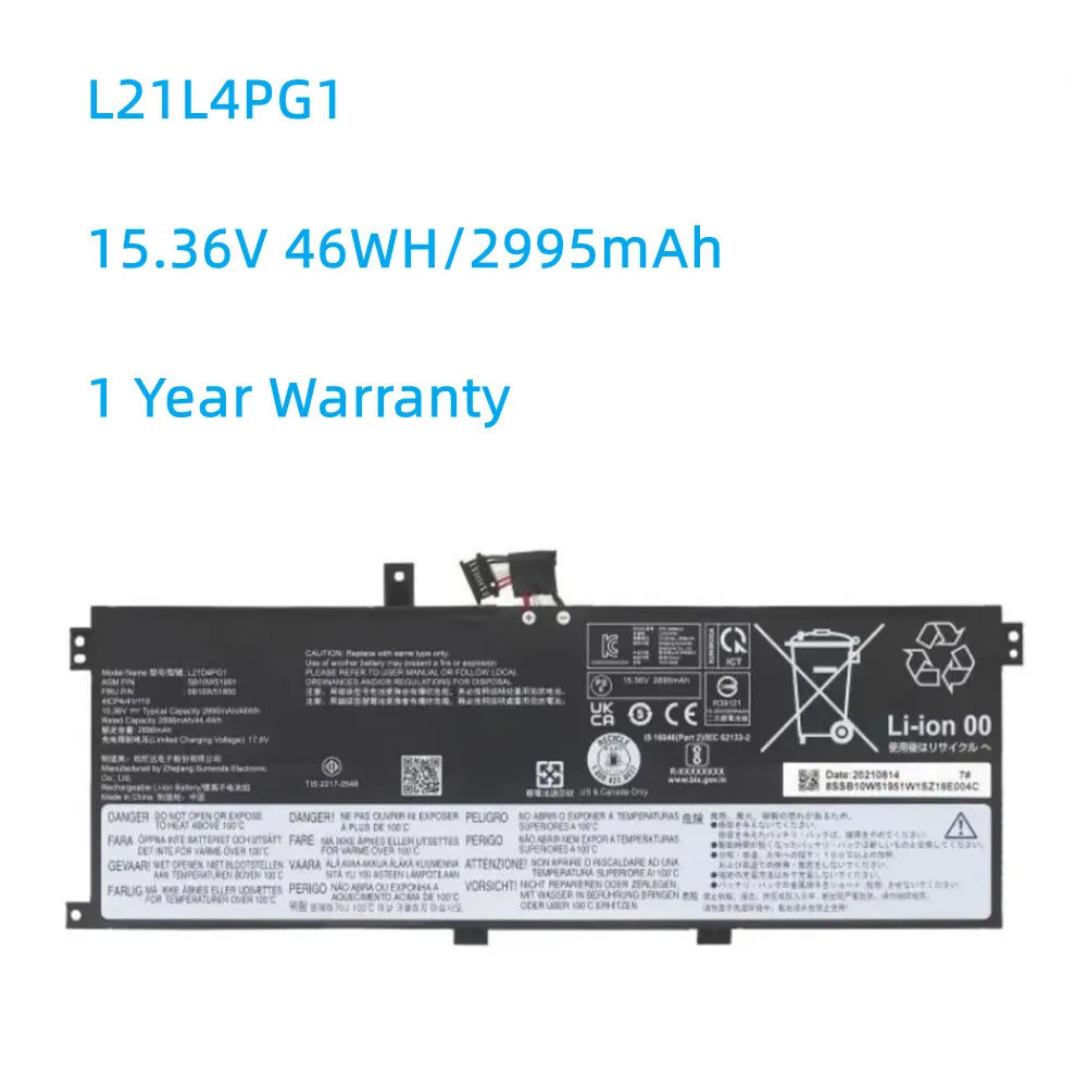 Lenovo laptop battery, V, 46oh, mAh, 5B10W51849 5B10W51850 5B10W51851 L21C4PG1, L21D4PG1, L21M4PG1