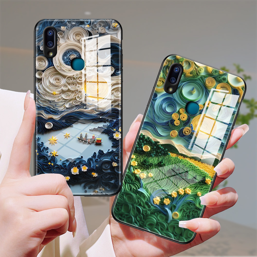 ท้องฟ้าเต็มไปด้วยดวงดาว เคส กระจก vivo v9 v23/e v21/e v20 pro v19 v15 v11i s1 Y20/S/A/T/i Y19 Y17 Y12/S Y15 Y11 h3f1041