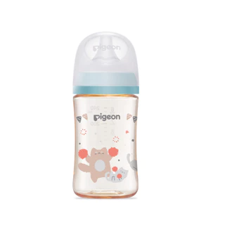 Pigeon พีเจ้น ขวดนมคอกว้างสีชา PPSU ลาย HOORAY CAT 5ออนซ์ และ 8ออนซ์ แพ็คคู่