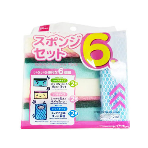 ไดโซ ชุดฟองน้ำล้างจานหลายชนิด 6ชิ้น