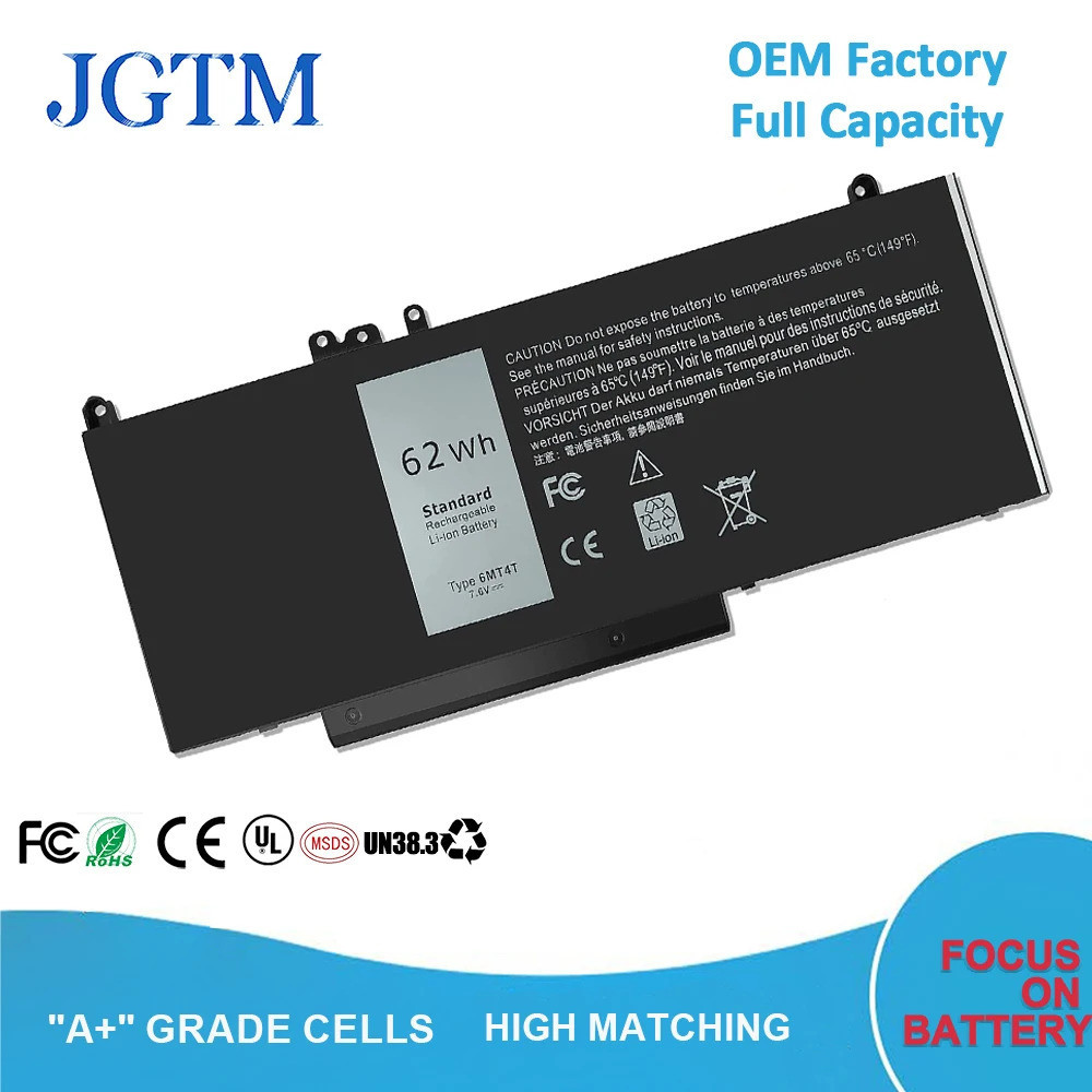 JGTM 8150มิลลิแอมป์ชั่วโมงโรงงาน6MT4T แล็ปท็อปแบตเตอรี่แบตเตอรี่62wh สำหรับ Dell Latitude E5470 E557