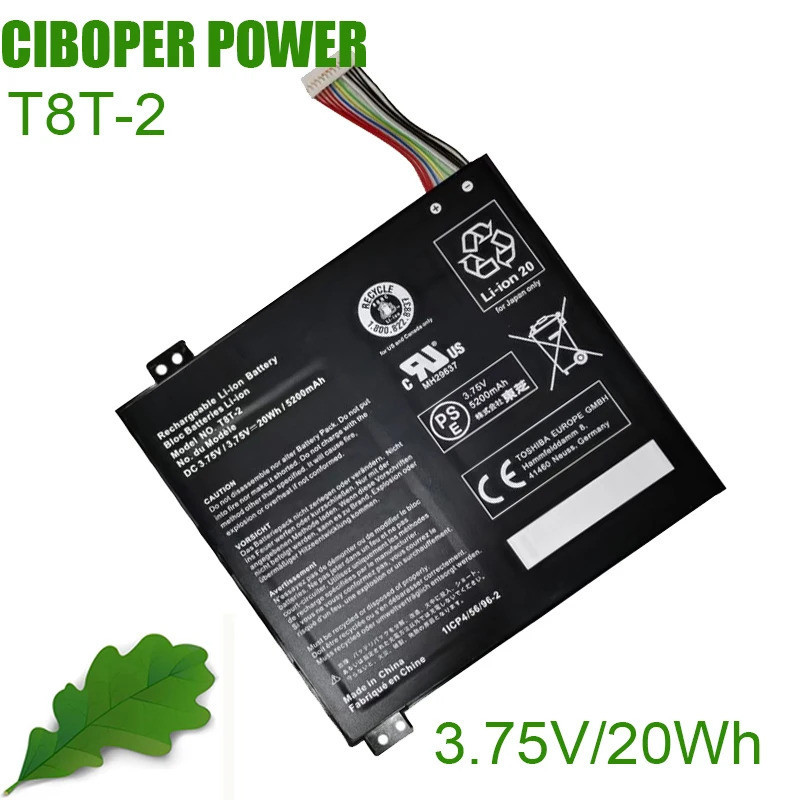 CP แบตเตอรี่แล็ปท็อปของแท้ T8T-2 3.75V 20Wh/5200MAh สำหรับ Satellite Click Mini L9W-B A000381560, T1