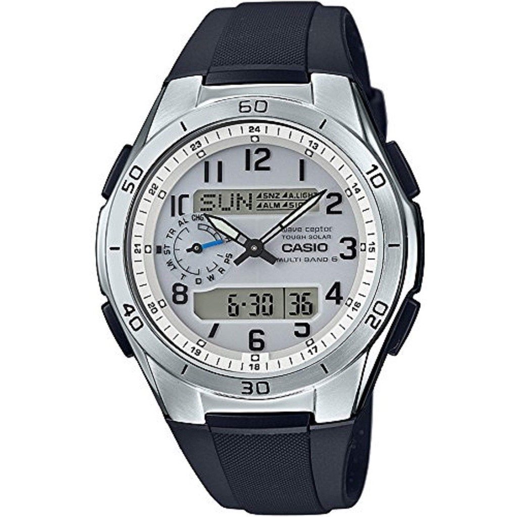 WAVE CEPTORนาฬิกาแบรนด์ Casio Wave Ceptor วิทยุแท้ญี่ปุ่น Solar WVA-M650-7AJF Men's BlackwhiteSize/H