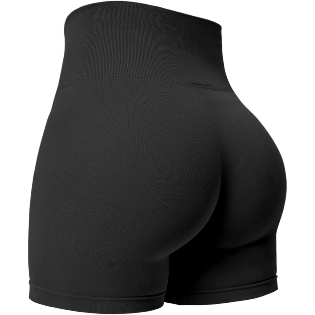 FashionYEOREO Seamless High Waisted Shorts for Women Smile Contour Biker Shorts Gym Yoga Workout