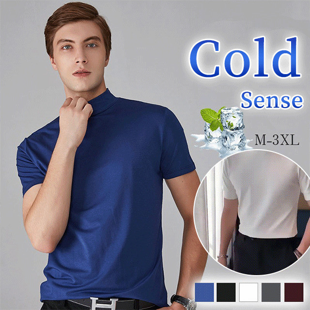 【COD】Men's turtleneck short-sleeved solid color daily half-sleeved bottoming shirt