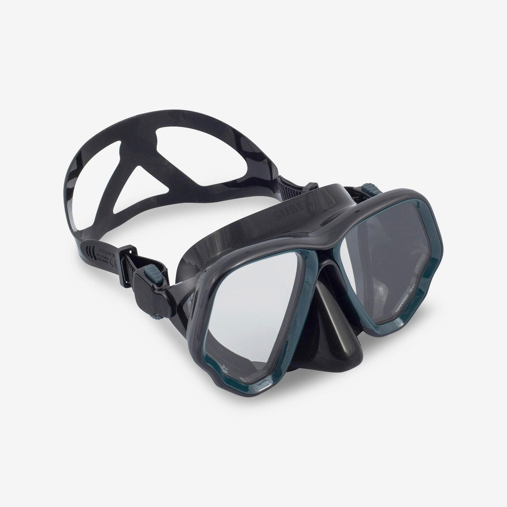 SUBEA - หน้ากากดำน้ำลึกเลนส์คู่รุ่น SCD 500 - สีดำ/เทา - Scuba mask - 500 Dual BlackGrey