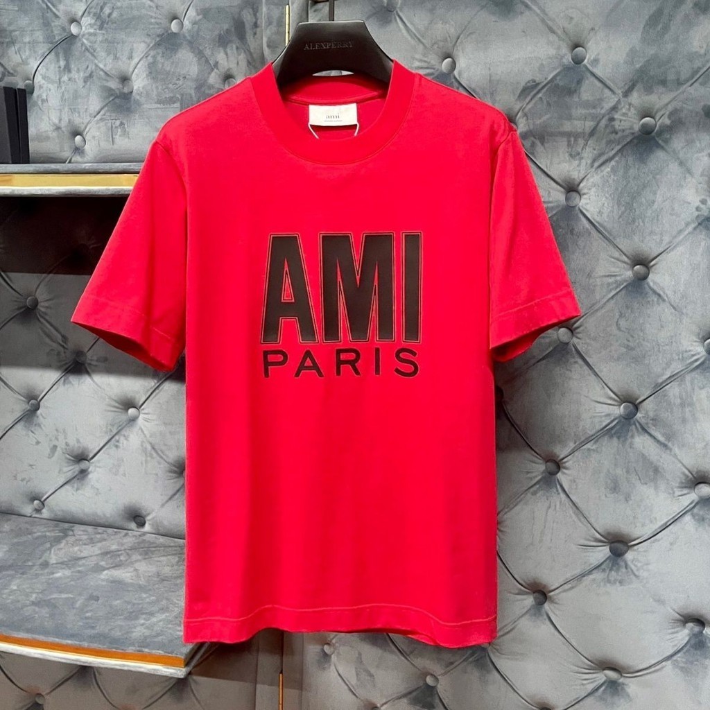 【COD】Ami Couples New Classic Letter Printed T-neck Fashion Short Sleeves Men and Women Can Wear Shir