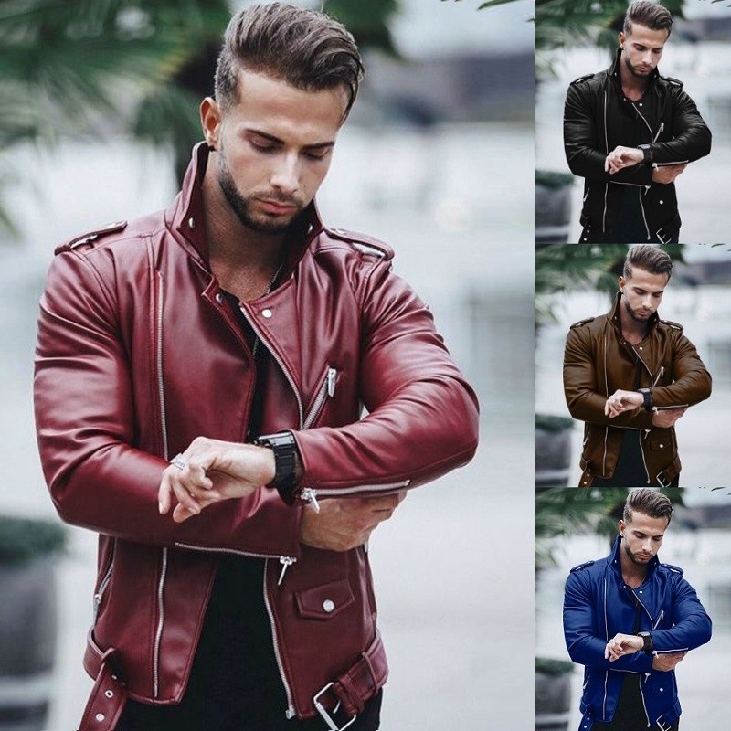 New men's leather jacket plus size fashion slim leather jacket
