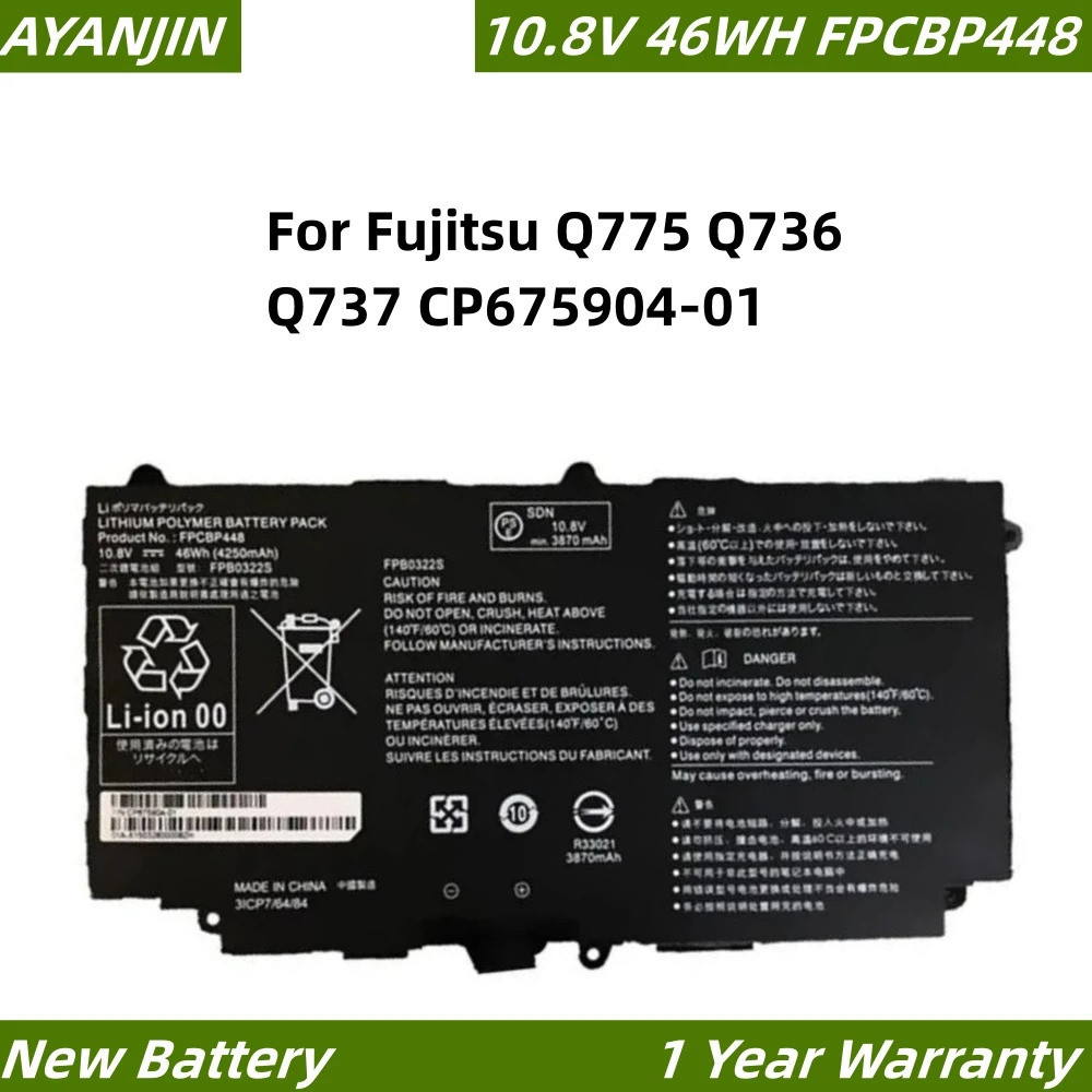 FPCBP448 FPB0322S 10.8V 46WH/4250MAh แบตเตอรี่แล็ปท็อปใหม่สำหรับ Fujitsu Q775 Q736 CP675904-01