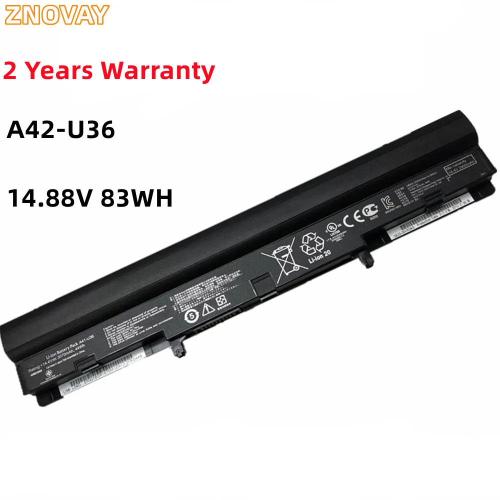 ZNOVAY A42-U36 14.88V แบตเตอรี่83WH 5600MAH 83WH สำหรับ ASUS A41-U36 U32 U36 U36J U36JC U36S U36SD U