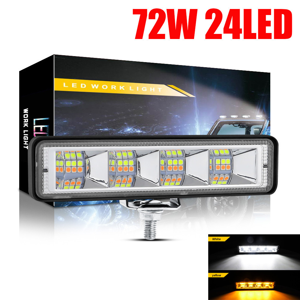 ไฟสปอร์ตไลท์รถยนต์ LED 72W 24 LED ไฟหน้ารถ ไฟตัดหมอก แสงขาว สำหรับรถยนต์ SUV และรถออฟโร้ด