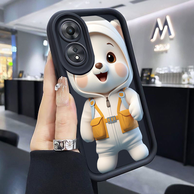 เคสสำหรับ OPPO A58 5G A78 5G A58x 5G A1x 5G A2x 5G เคสครอบหมีขาวน่ารักรูปแบบ