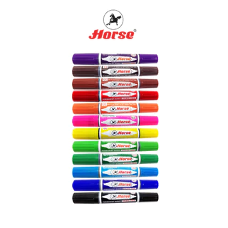 [กล่อง] HORSE (ตราม้า) ปากกาเคมี 2หัว ตราม้า TWIN-PEN (12ด้าม/กล่อง) จำนวน 1 กล่อง