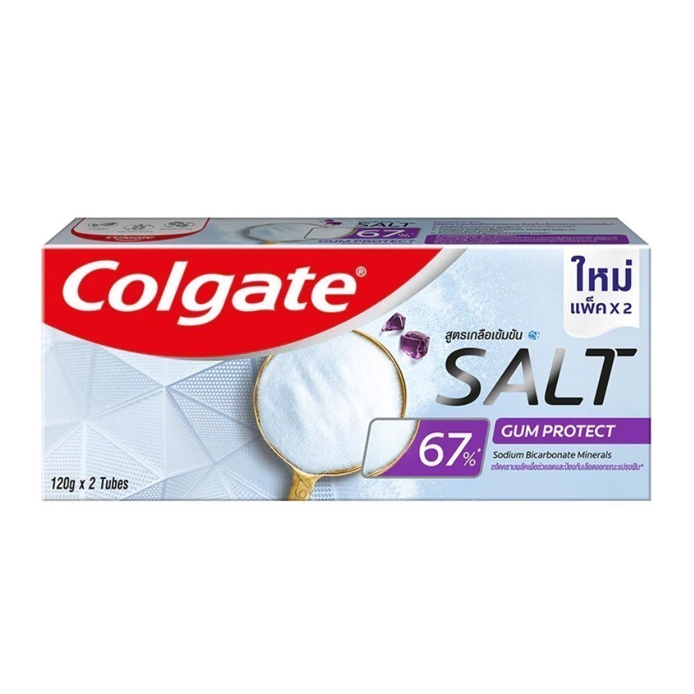 Colgate Salt Gum Protect 120g Twin Colgate คอลเกต สูตรเกลือเข้มข้น 67% กัมโพรเทค 120 กรัม แพ็ค 2