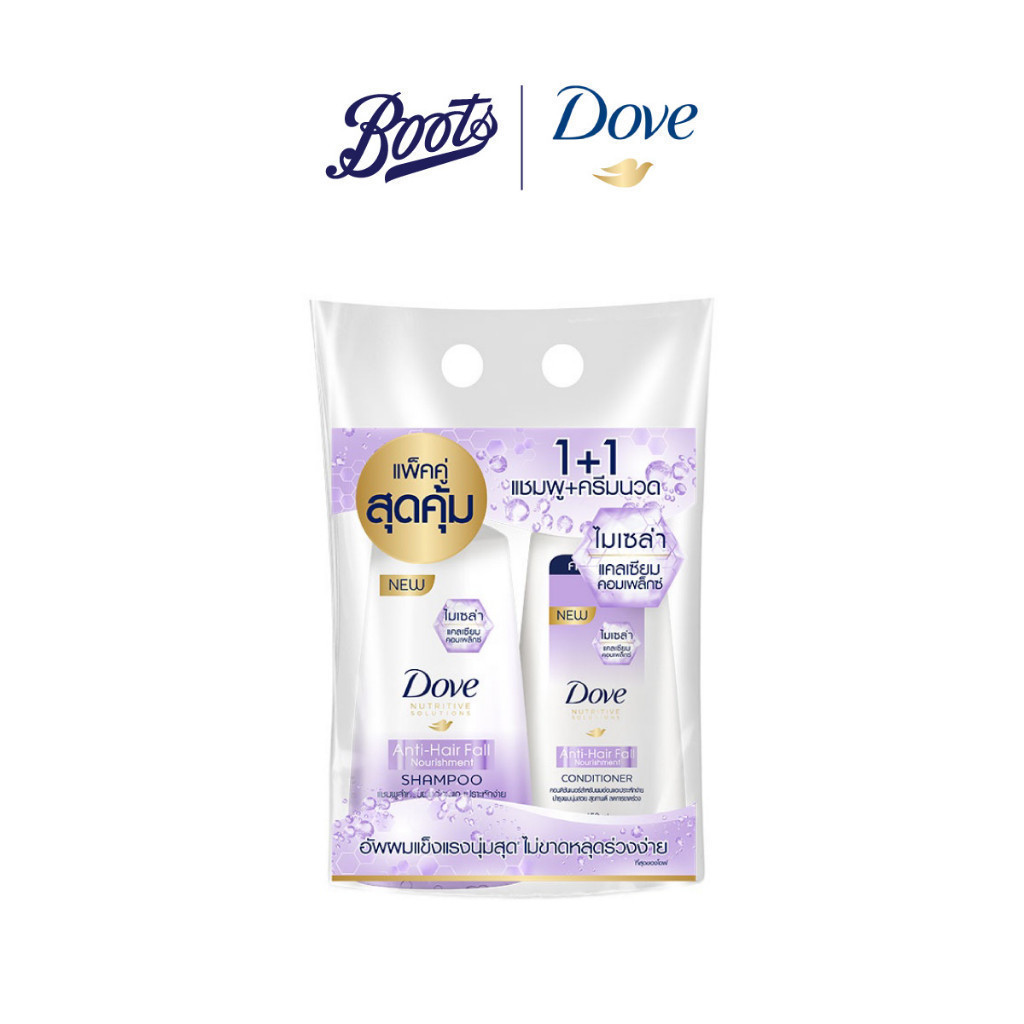 Dove โดฟ แอนตี้ แฮร์ฟอล นอริชเมนท์ แชมพู และครีมนวดผม สูตรสำหรับผมอ่อนแอ 450 มล. โดฟ แอนตี้ แฮร์ฟอล นอริชเมนท์ ครีมนวด 400 มล โดฟ แอนตี้ แฮร์ฟอล นอริชเมนท์ แชมพู 435 มล